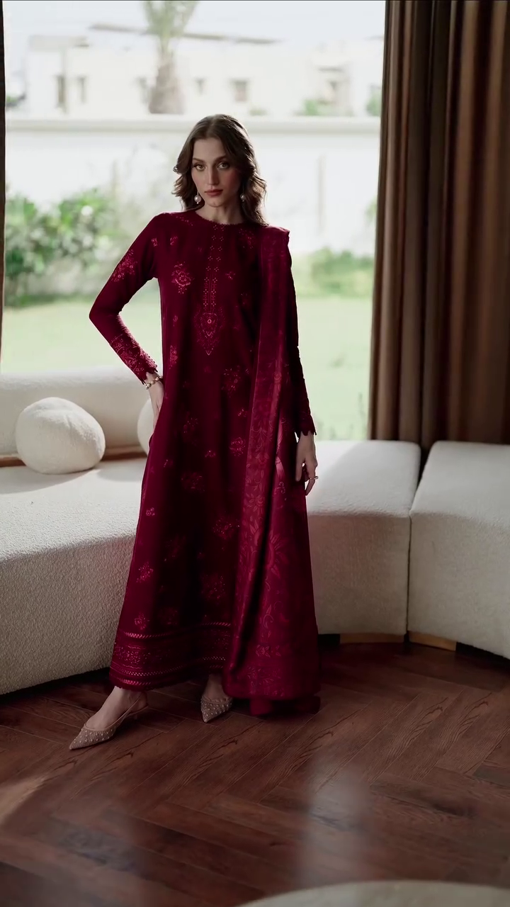 ❤️ Crimson Royale Luxe Embroidered Suit Set – The Essence of Timeless Glamour ❤️✨