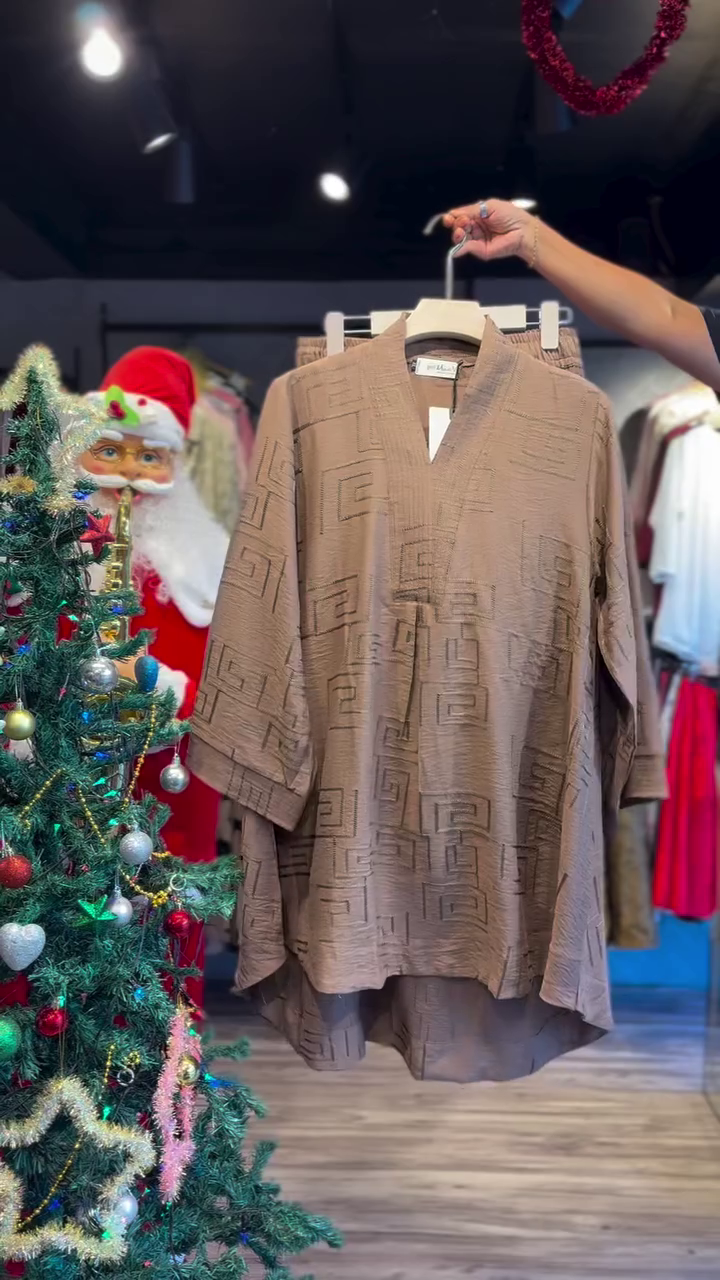 Modern Textured V-Neck Tunic Top – Effortless Elegance for Everyday Comfort 🤎✨