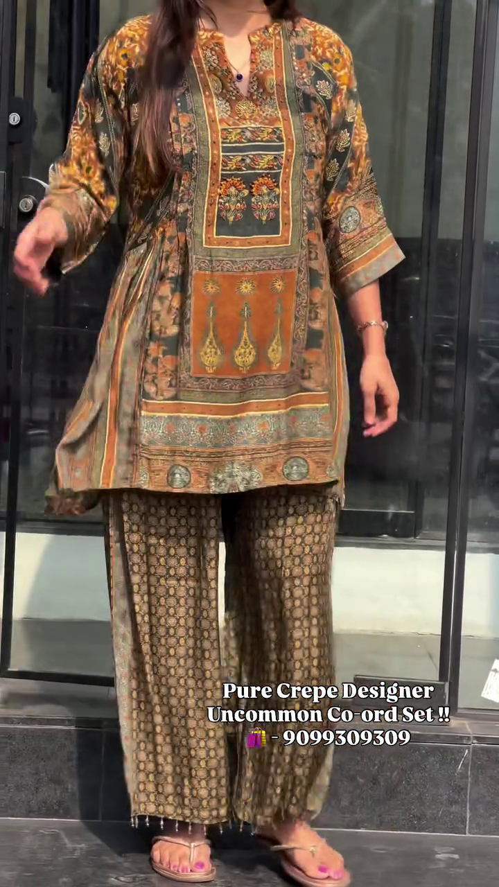 ✨ Royal Heritage Pure Crepe Designer Co-Ord Set – Timeless Tradition, Modern Grace 👑🌿