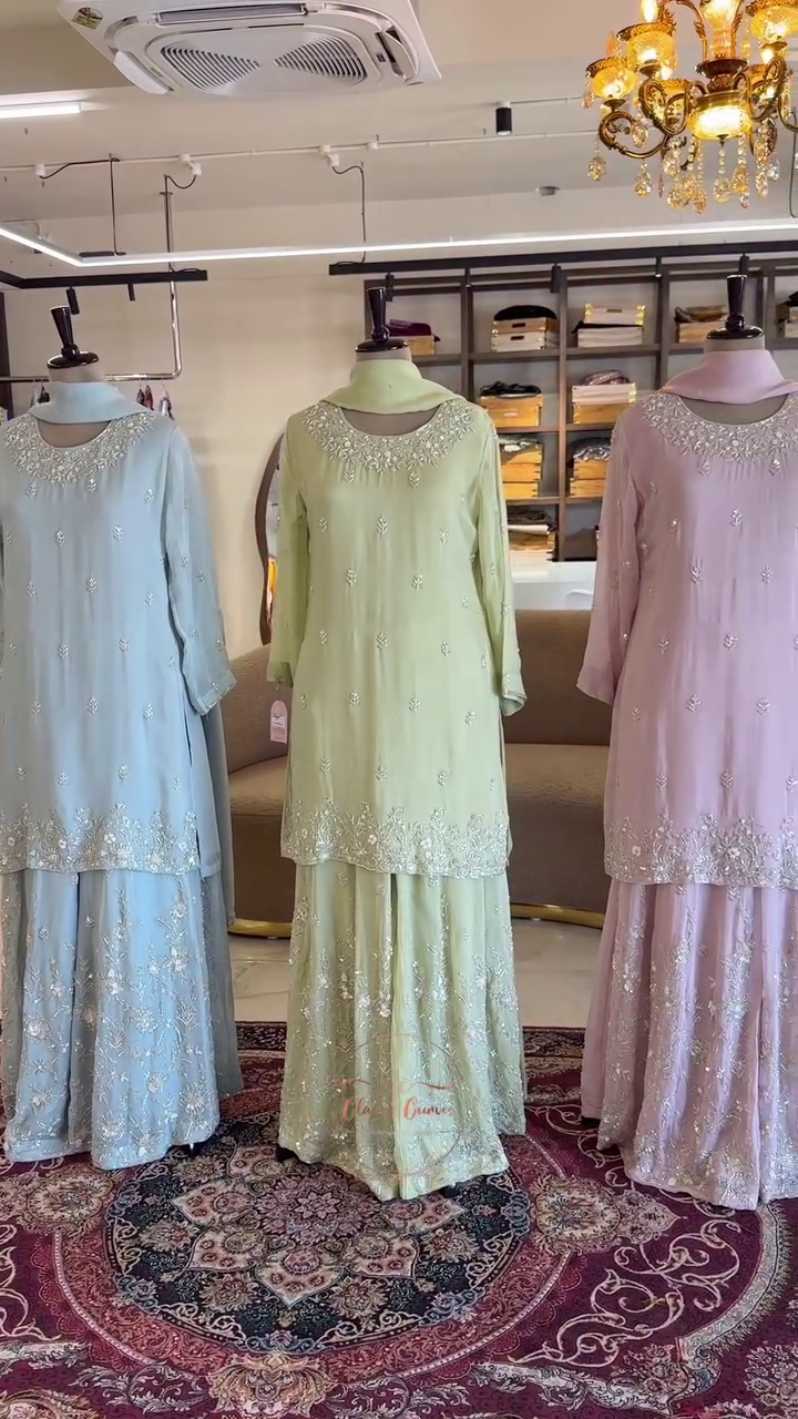 🌸 Pastel Royale Embroidered Sharara Set – Elegant Festive Glam 🌸