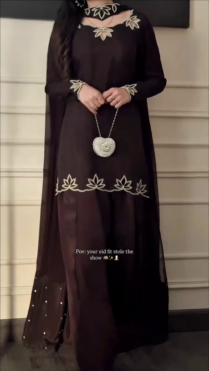 🖤 Midnight Elegance Embroidered Palazzo Set – Luxe Festive Statement 🖤