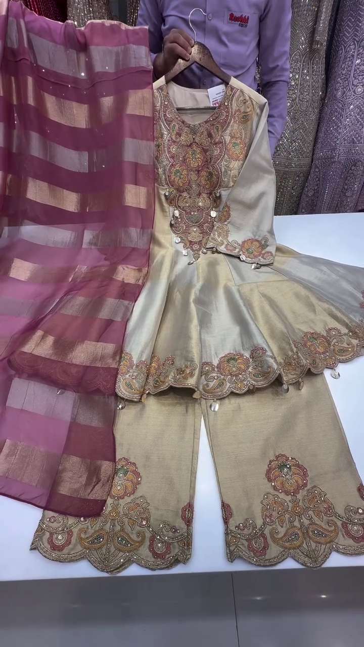 👑 Royal Zari Embroidered Festive Sharara Set – Luxe Heritage Collection (XXS–XXL) ✨