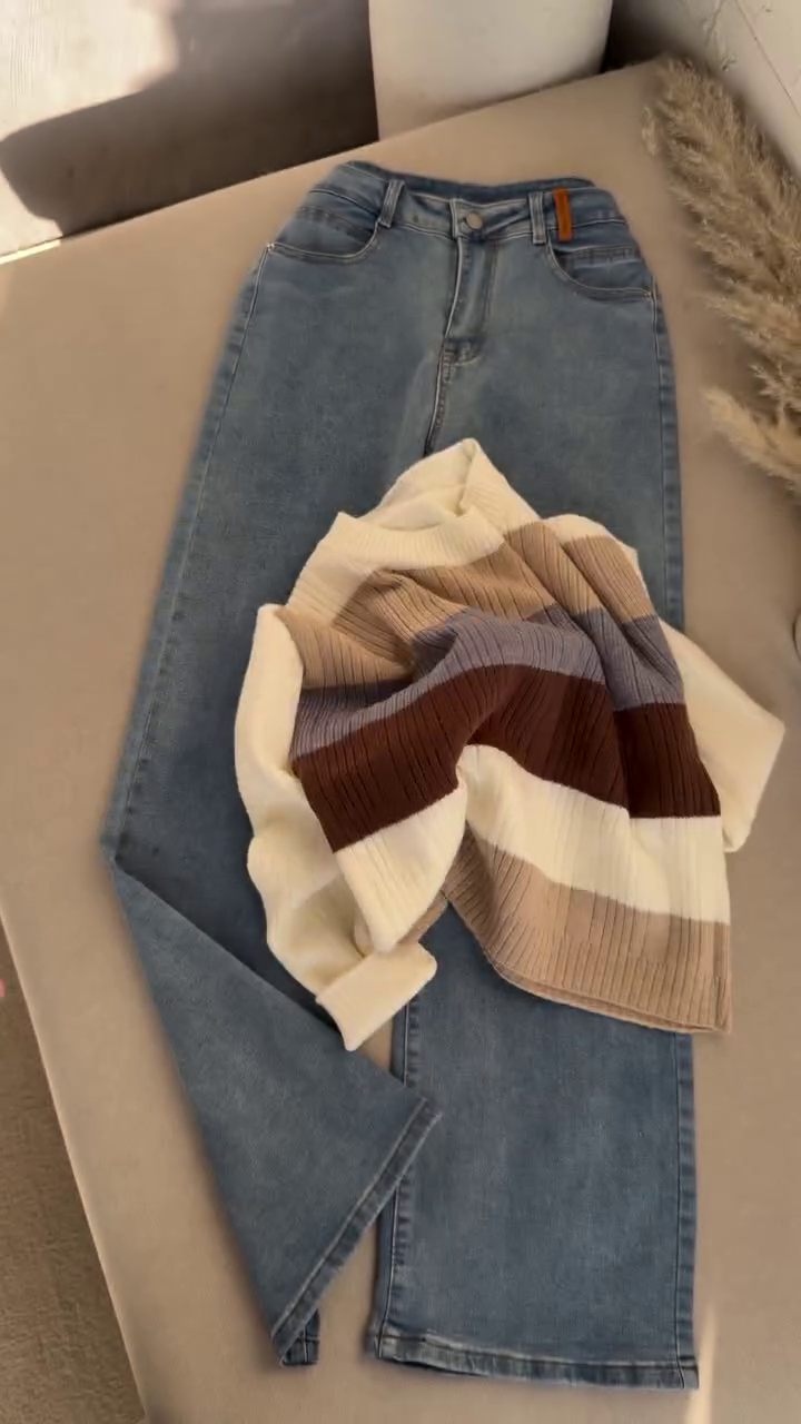 🤎 Mocha Stripe Cozy Knit Sweater – Classic Autumn Essential (XXS–XXL) 🍂✨