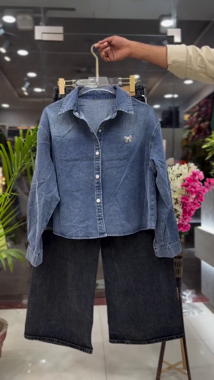 💙 Chic Denim Button-Down Co-Ord Set – Modern Casual Elegance (XXS–XXL) ✨