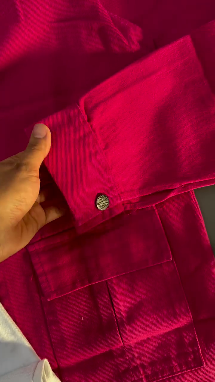 💖 Bold Fuchsia Overshirt & White Pants Set – Statement Chic Co-Ord (XXS–XXL) ✨