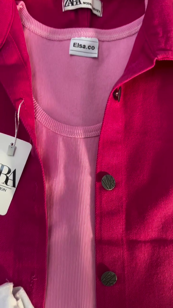 💖 Bold Fuchsia Overshirt & White Pants Set – Statement Chic Co-Ord (XXS–XXL) ✨