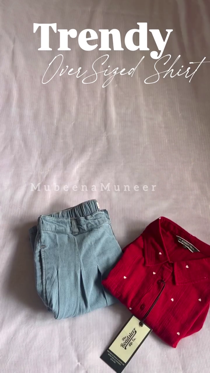 ❤️ Heart Print Oversized Casual Shirt – Trendy Relaxed Style Collection