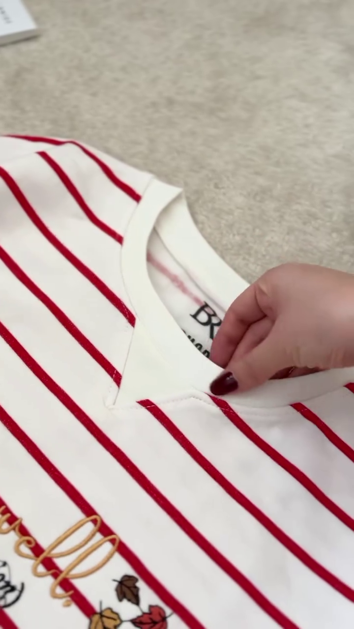 🌈✨ “All Too Well” Striped Graphic Tee – Cute Everyday Casual T-Shirt