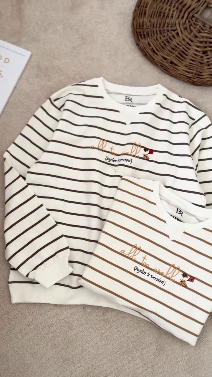 🌈✨ “All Too Well” Striped Graphic Tee – Cute Everyday Casual T-Shirt