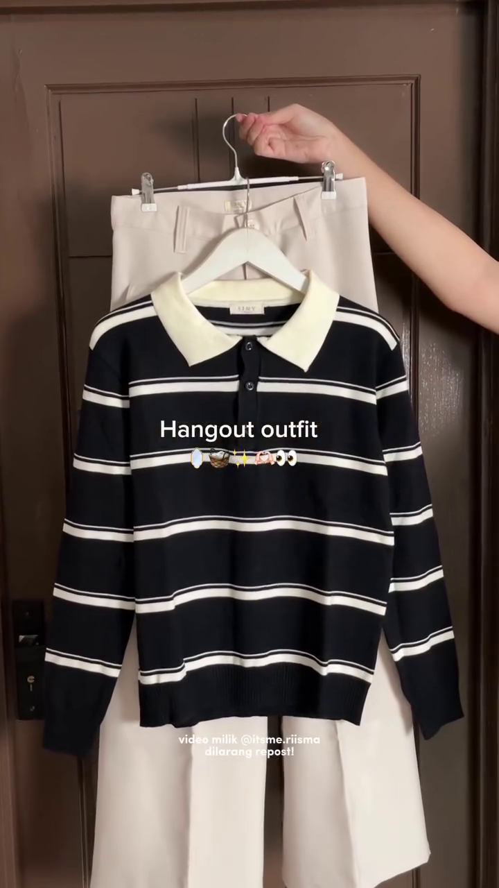 🖤✨ Classic Striped Polo Knit Top – Smart Casual Hangout Style