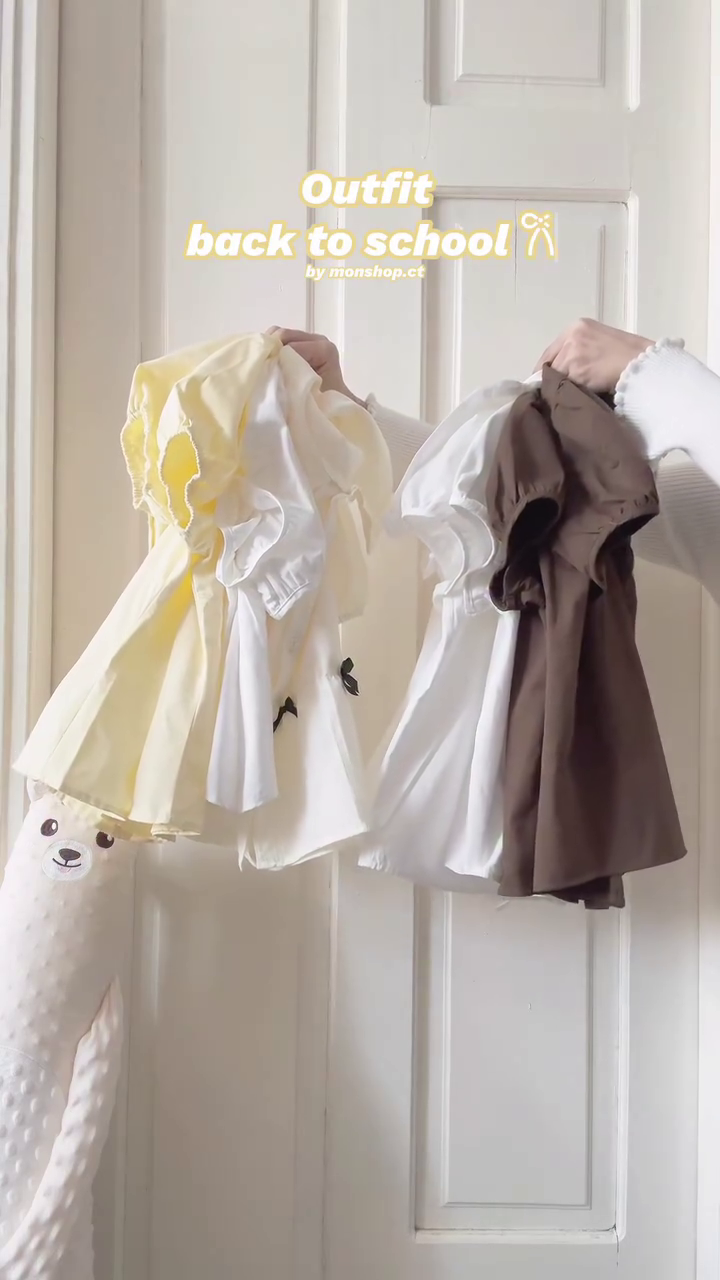 🤍 Elegant Puff Sleeve White Button Shirt – Chic Minimal Summer Blouse | Soft Casual & Office Style | Multiple Colors & Designs | Sizes XXS–XXL ✨