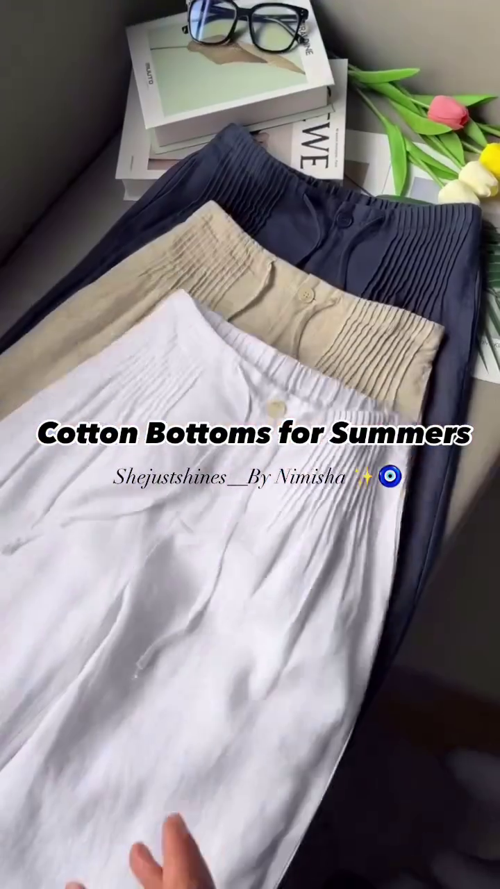 🌿 Summer Cotton Wide-Leg Trousers – Lightweight Breathable Casual Pants | Elegant High-Waist Comfort Fit | Multiple Colors & Designs | Sizes XXS–XXL ✨