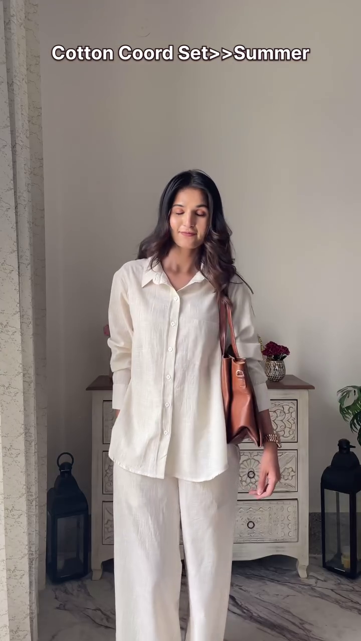 🌿 Summer Breeze Cotton Co-Ord Set – Relaxed Button Shirt & Wide-Leg Pants | Minimal Elegant Two-Piece Outfit | Multiple Colors & Designs | Sizes XXS–XXL ✨