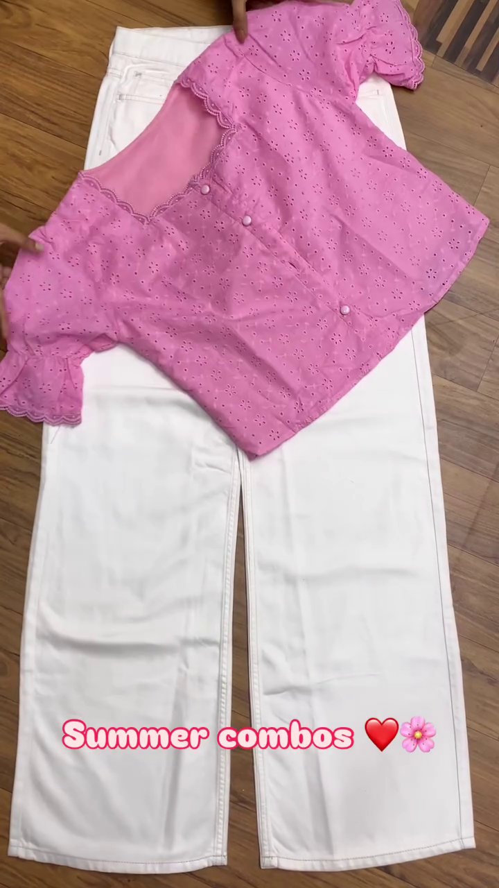 💖 Trendy Summer Crop Top & Wide-Leg Jeans Set – Chic Casual Outfit | Vibrant Long Sleeve Crop Top with Denim Pants | Multiple Colors & Designs | Sizes XXS–XXL ✨