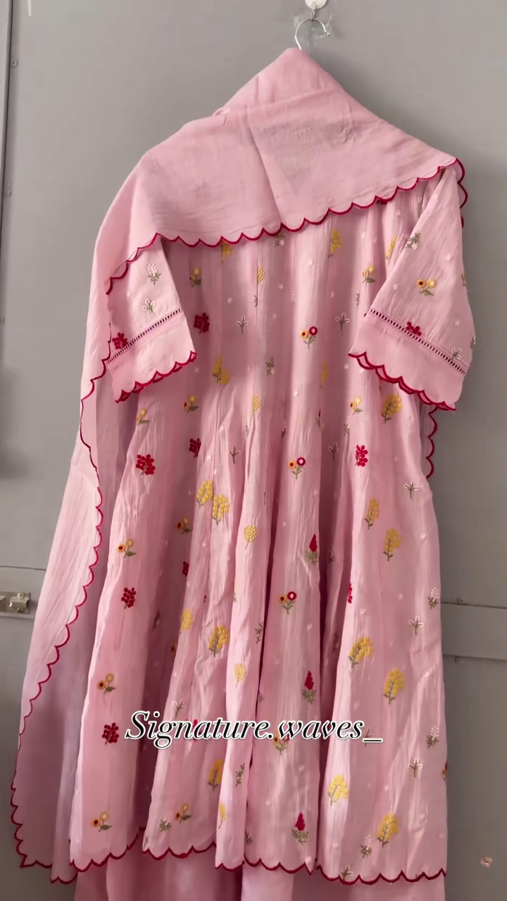 🌸 Blossom Garden Embroidered Pink Dress – Elegant Floral Flowy Dress with Scalloped Details | Feminine Summer Outfit | Multiple Colors & Designs | Sizes XXS–XXL ✨