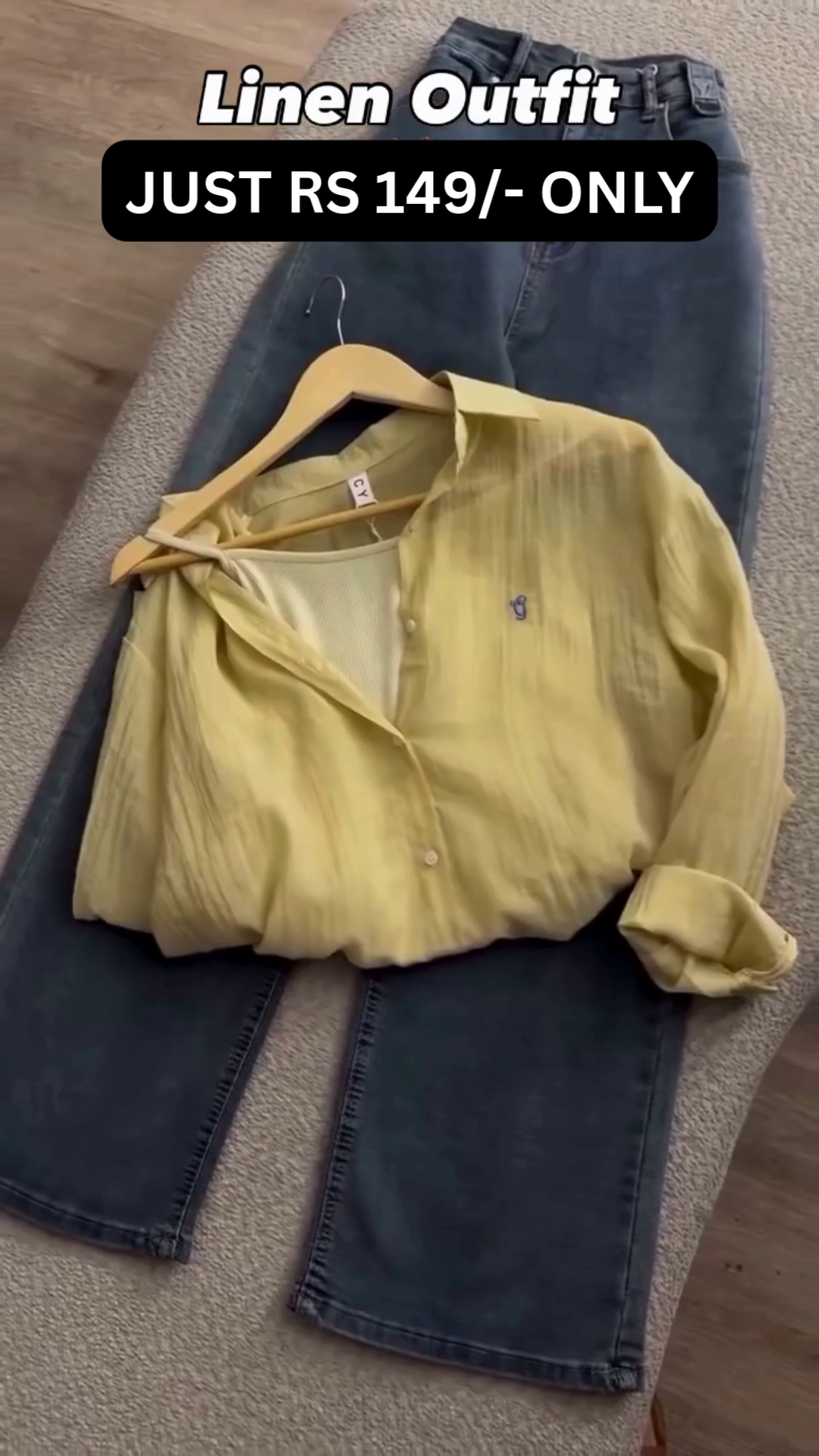 💛 Breezy Linen Shirt & Classic Denim Combo – Casual Summer Outfit Set | Lightweight Everyday Style | Multiple Colors & Designs | Sizes XXS–XXL ✨