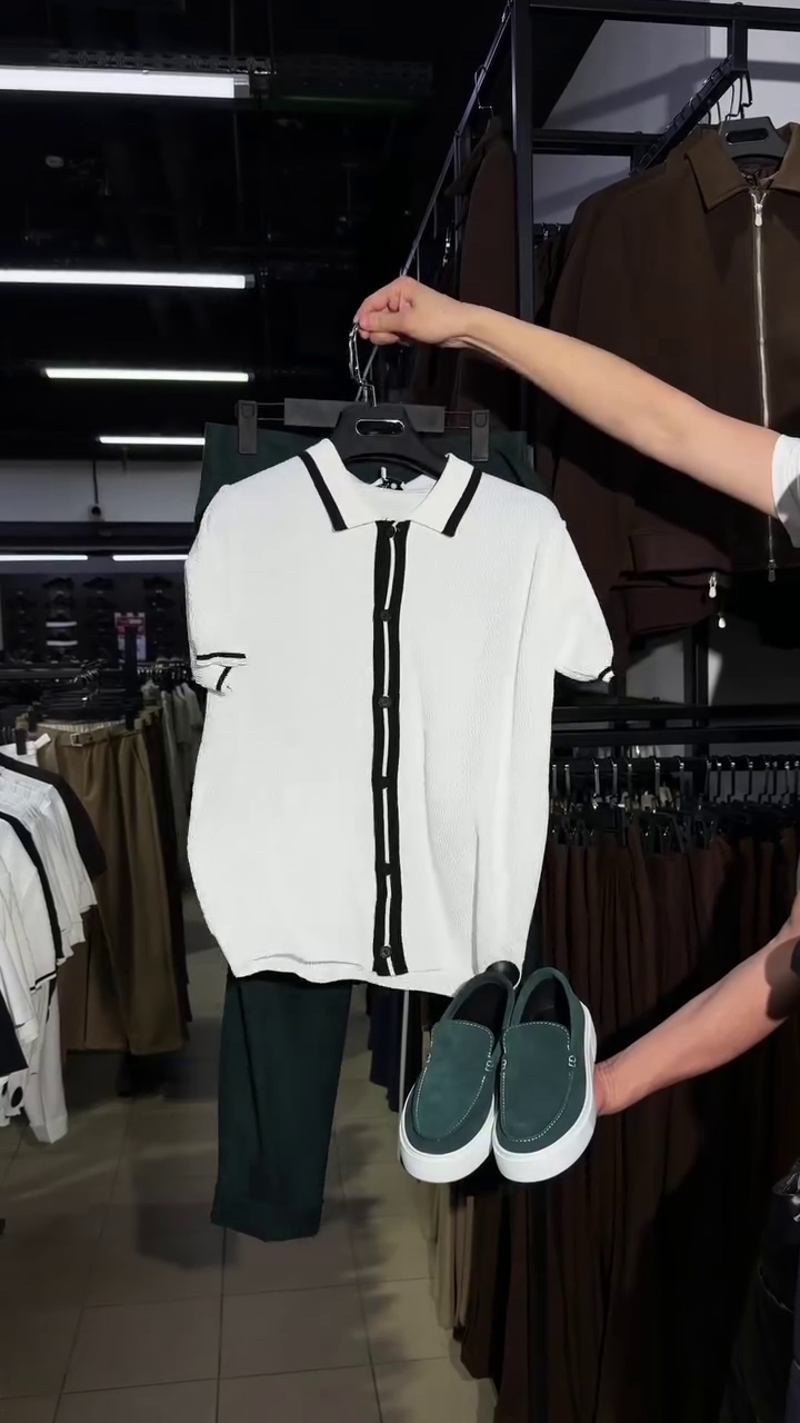 🤍 Modern Contrast Polo Top & Tailored Pants Set – Minimal Chic Co-Ord Outfit | Elegant Casual Wear | Multiple Colors & Designs | Sizes XXS–XXL ✨