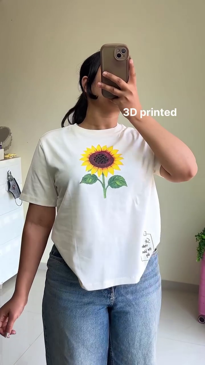🌻 Sunflower 3D Printed Graphic T-Shirt – Casual Aesthetic Cotton Tee | Trendy Summer Top | Multiple Colors & Designs | Sizes XXS–XXL ✨