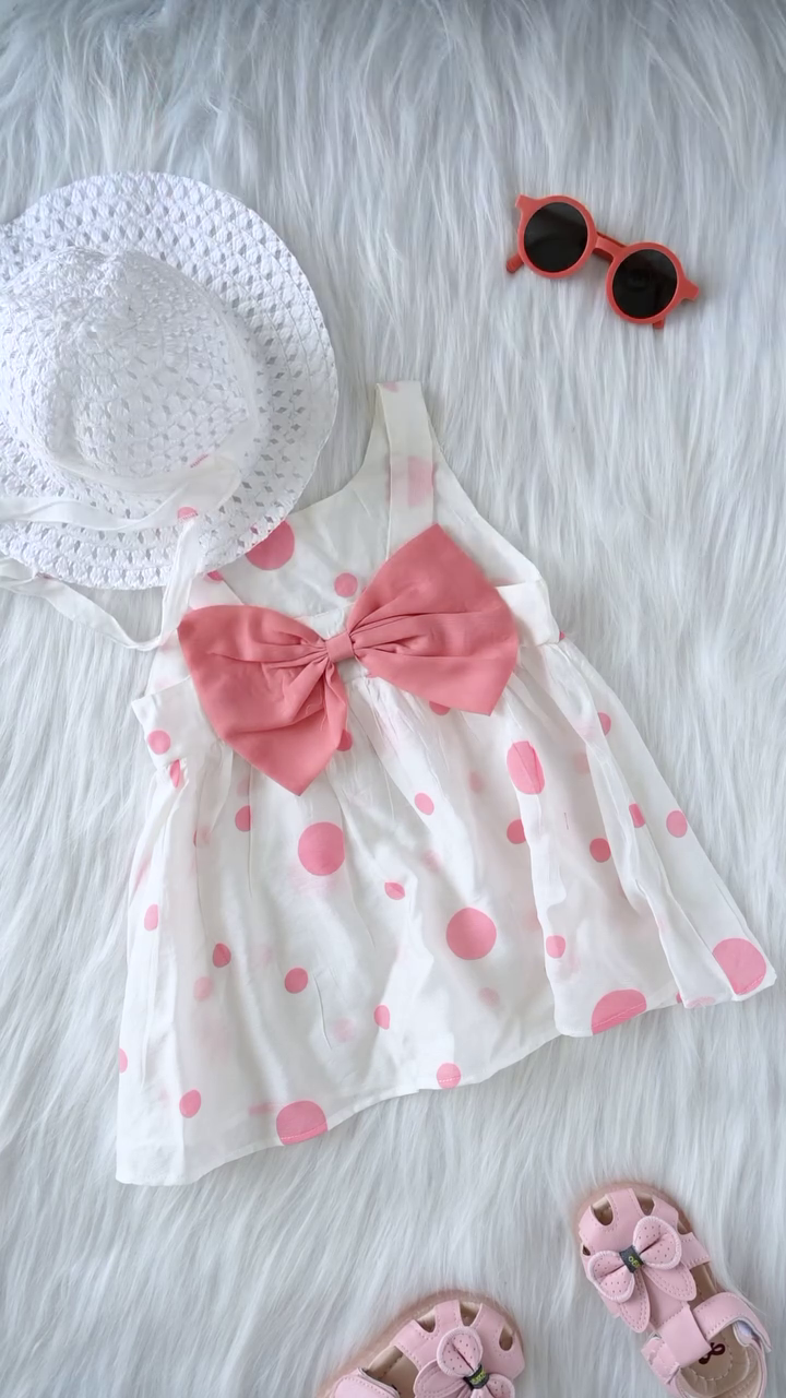 🎀 Sweet Polka Dot Bow Summer Dress – Adorable Girls Party Dress | Cute Casual Kids Outfit | Multiple Colors & Designs | Sizes XXS–XXL ✨