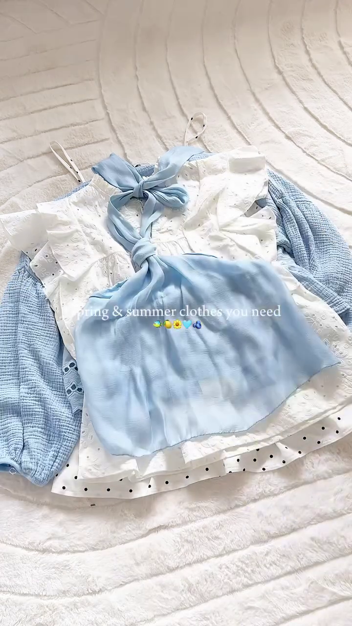 💙 Sky Blue Boho Lace Summer Top – Aesthetic Layered Polka Dot Blouse | Soft Cottagecore Style Top | Multiple Colors & Designs | Sizes XXS–XXL ✨