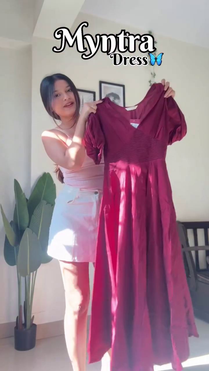 Crimson Grace Flowy Maxi Dress ✨ | Elegant Puff Sleeve V-Neck Dress