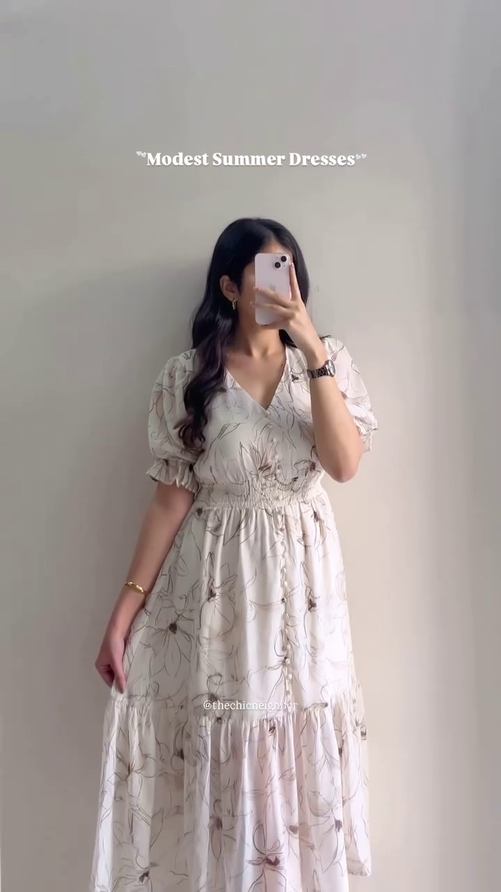 Midnight Bloom Modest Maxi Dress 🌙 | Elegant Printed Summer Dress