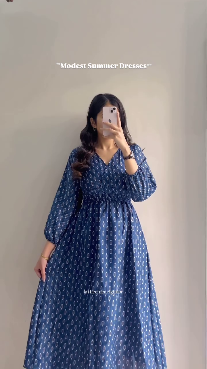 Midnight Bloom Modest Maxi Dress 🌙 | Elegant Printed Summer Dress