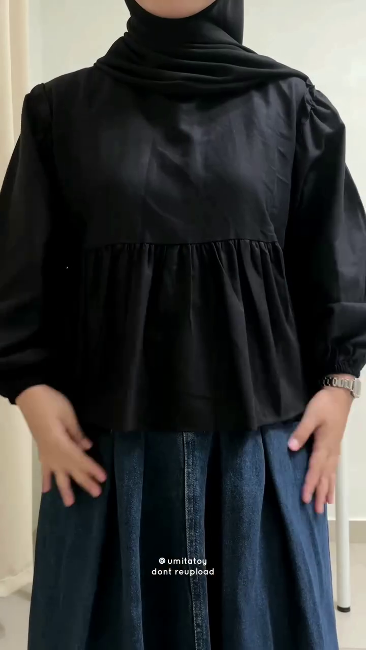 Midnight Modest Peplum Top ✨ | Elegant Flowy Everyday Blouse