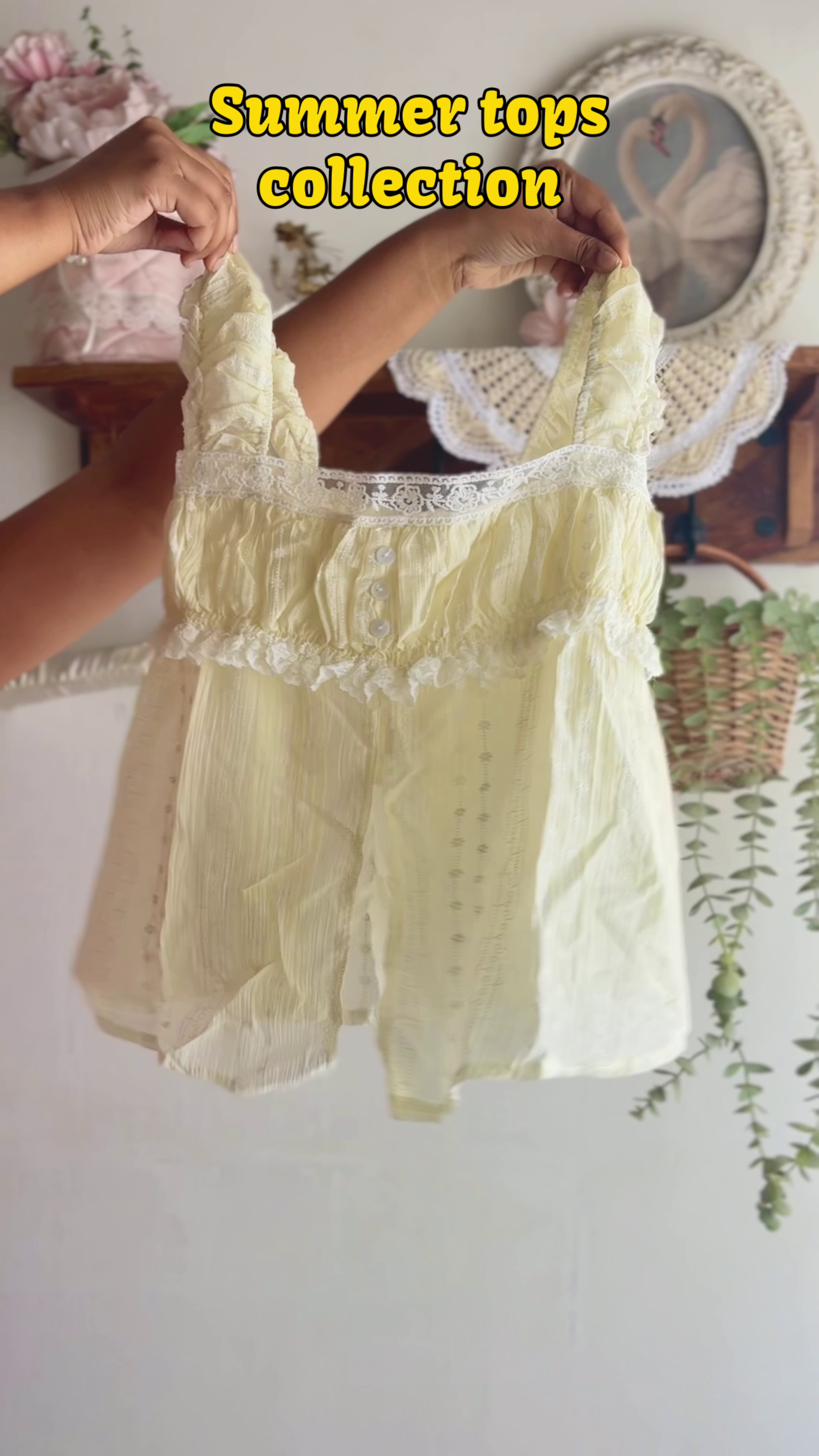 Cherry Breeze Summer Top 🍒💙✨ | Cute Ruffle Strap Tie-Up Camisole