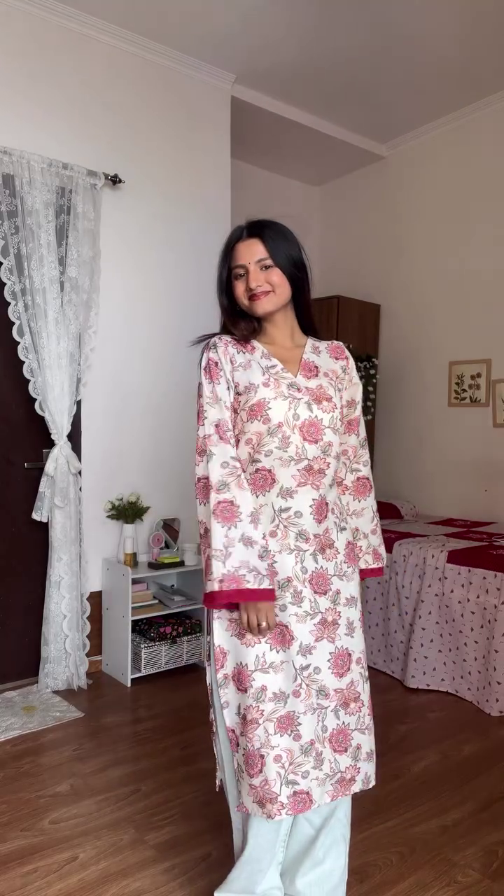 Ruby Paisley Charm Kurti ❤️✨ | Elegant Everyday Printed Straight Kurta