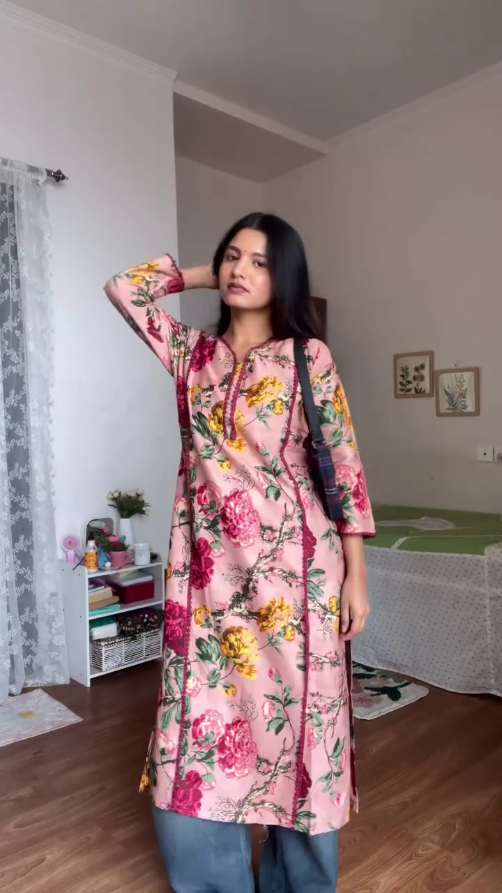 Ruby Paisley Charm Kurti ❤️✨ | Elegant Everyday Printed Straight Kurta