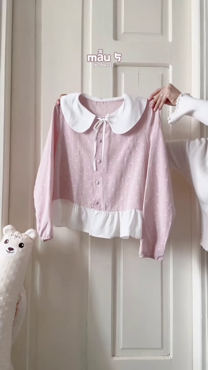 Blush Puff Peplum Top 🎀🌸✨ | Cute Tie-Up Baby Doll Blouse