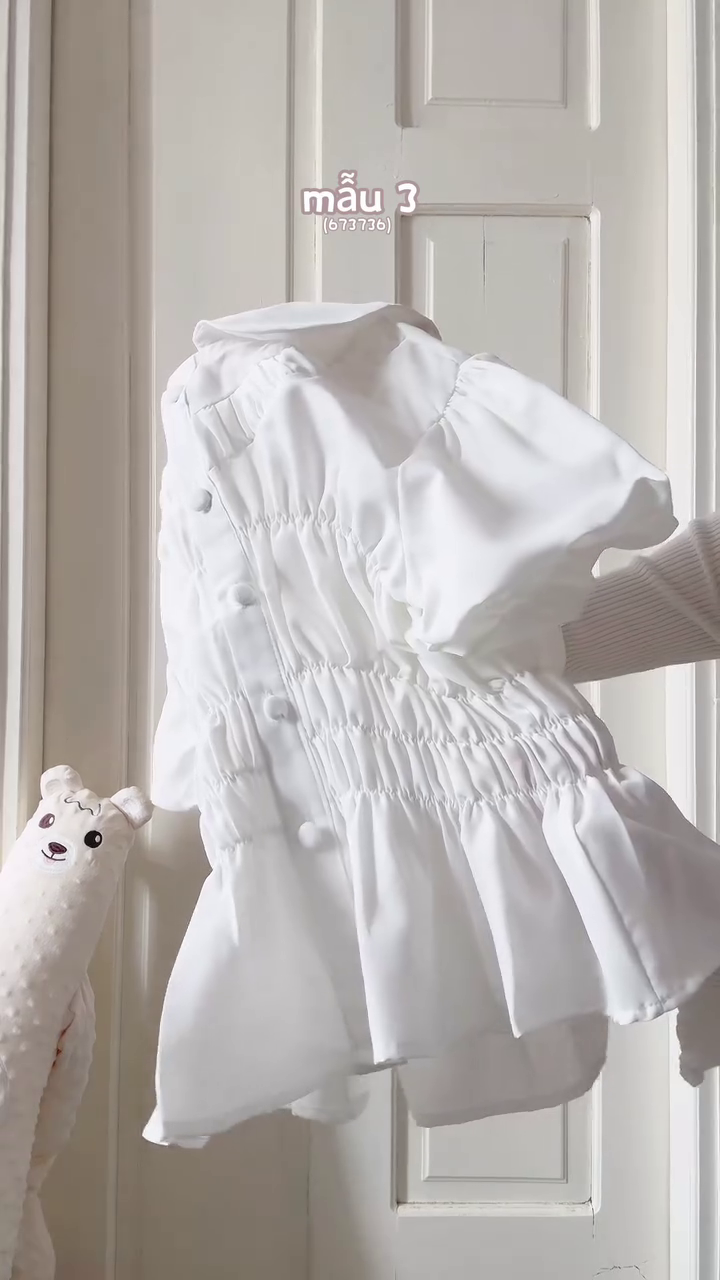 Blush Puff Peplum Top 🎀🌸✨ | Cute Tie-Up Baby Doll Blouse