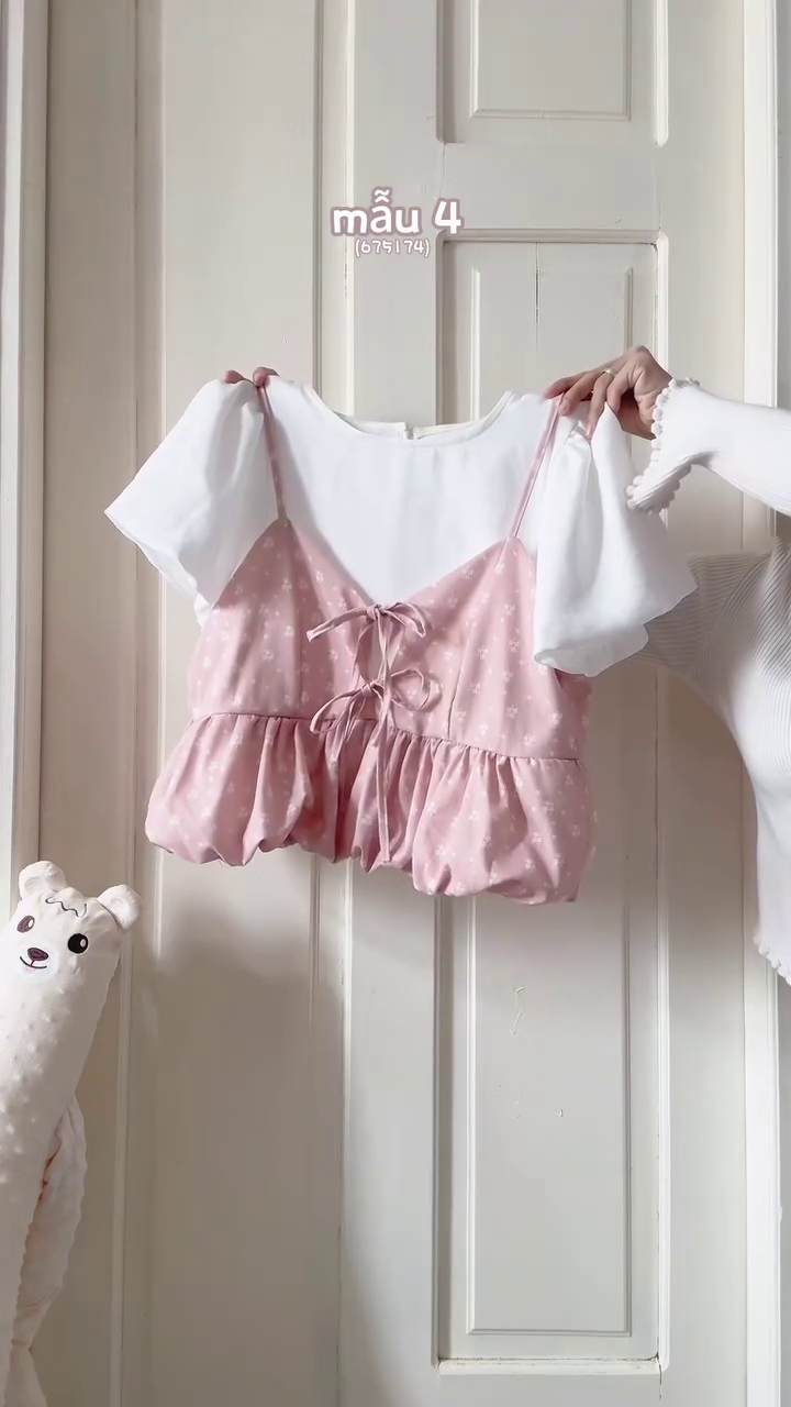 Blush Puff Peplum Top 🎀🌸✨ | Cute Tie-Up Baby Doll Blouse