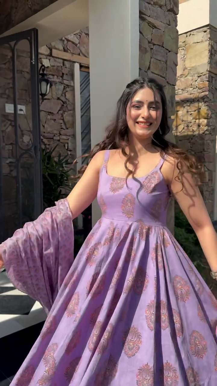 Lavender Bloom Anarkali Set 💜🌸✨ | Flowy Ethnic Dress with Dupatta