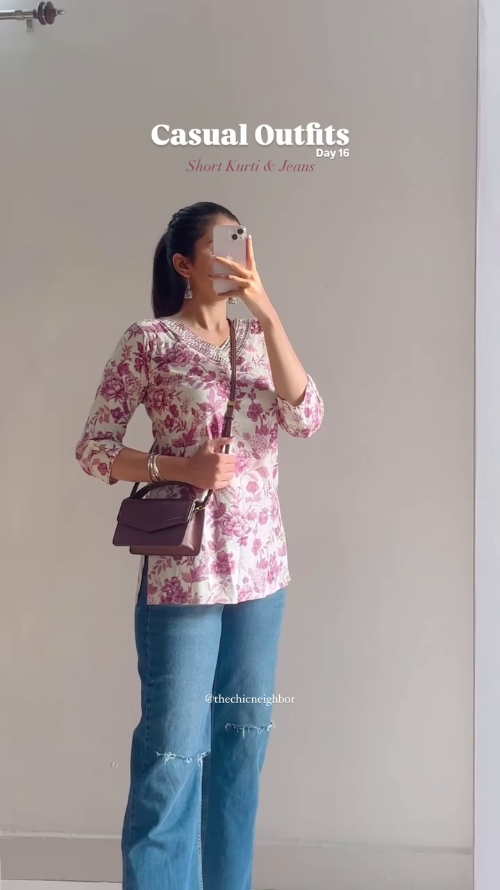 Blush Bloom Casual Kurti 🌸✨ | Floral Everyday Chic Top