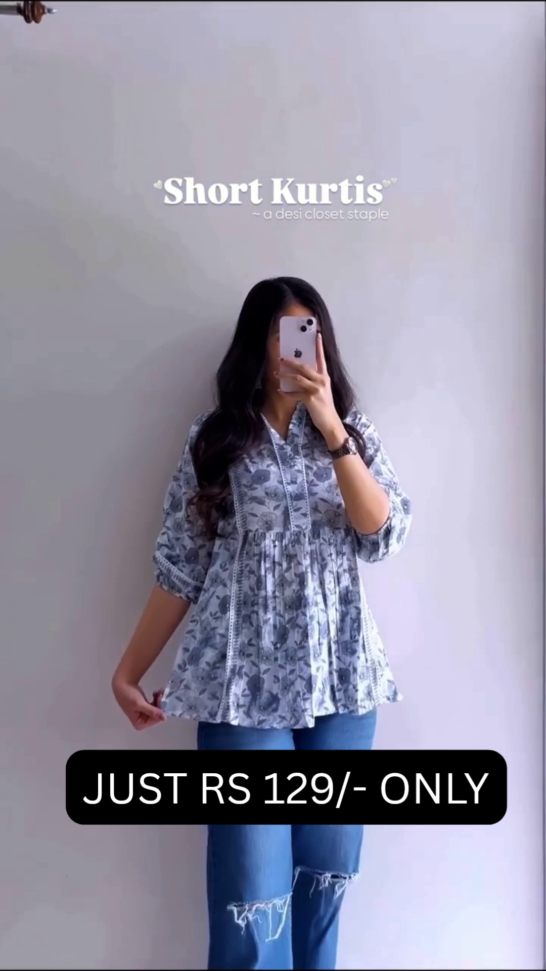 Soft Breeze Floral Short Kurti 🌿💙 | Everyday Chic Peplum Top