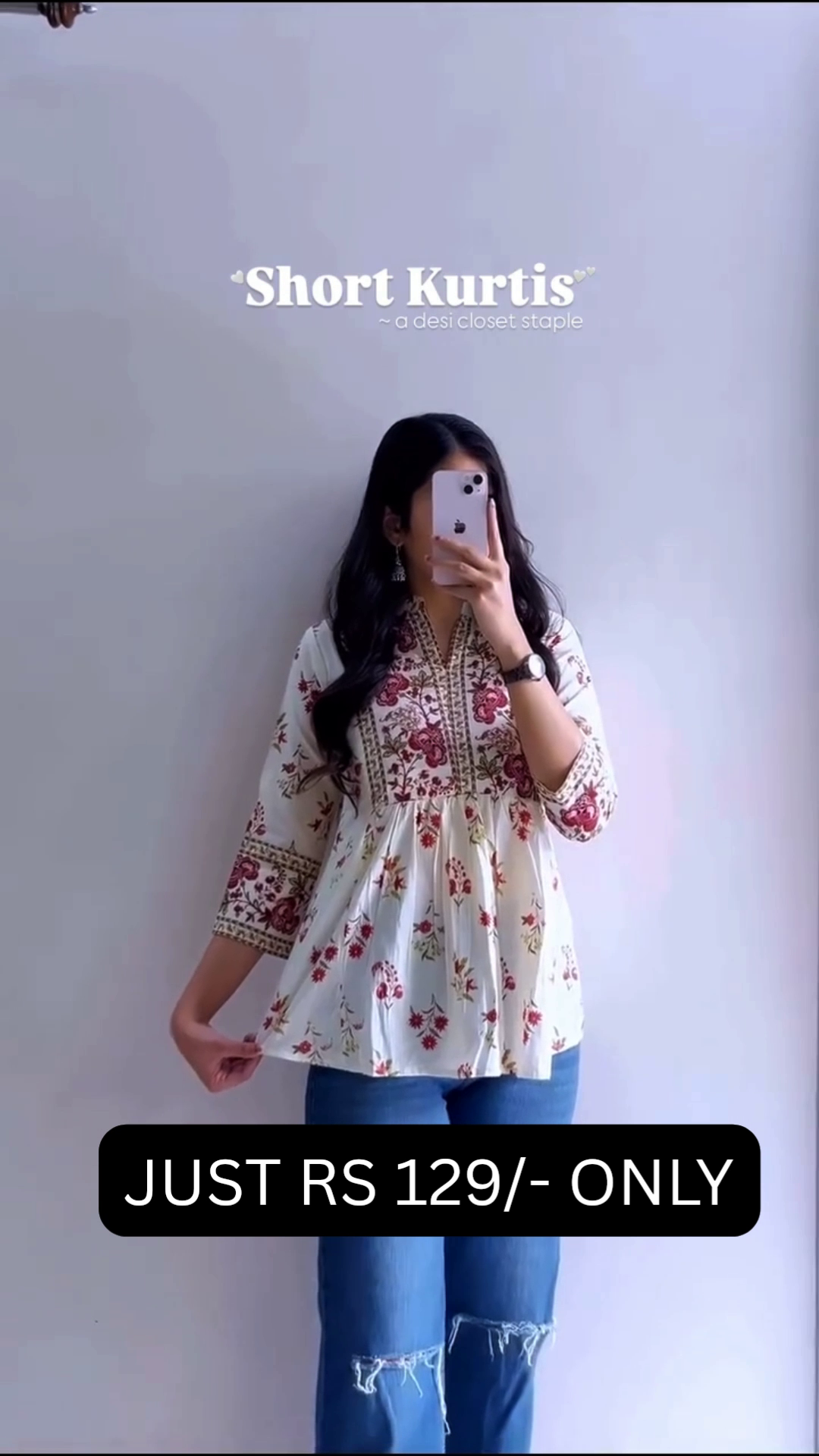 Soft Breeze Floral Short Kurti 🌿💙 | Everyday Chic Peplum Top