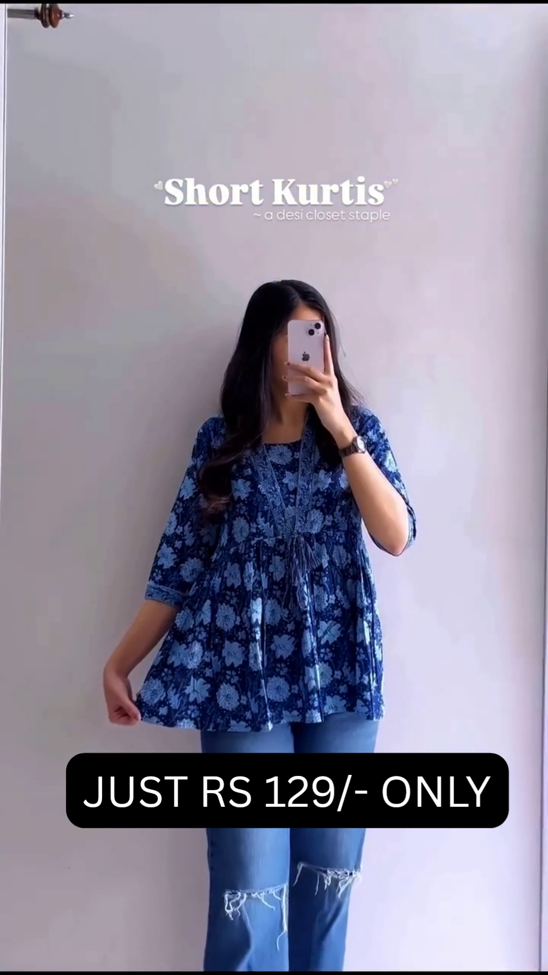 Soft Breeze Floral Short Kurti 🌿💙 | Everyday Chic Peplum Top