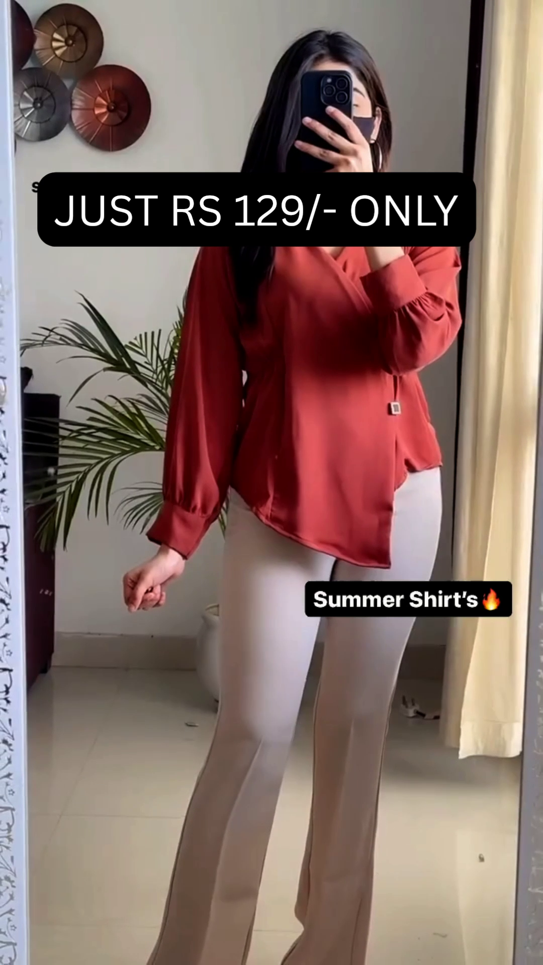 Ruby Glow Summer Shirt ❤️🔥 | Elegant Wrap-Style Casual Top