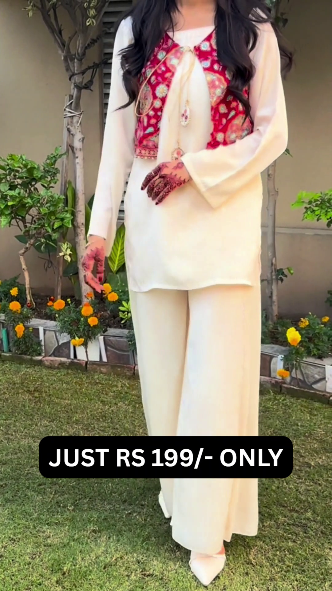 🌺 Festive Charm Kurta Set with Embroidered Jacket – Elegant on a Budget ✨❤️