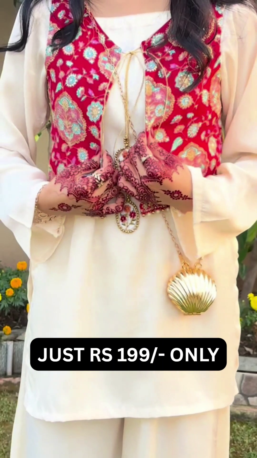 🌺 Festive Charm Kurta Set with Embroidered Jacket – Elegant on a Budget ✨❤️