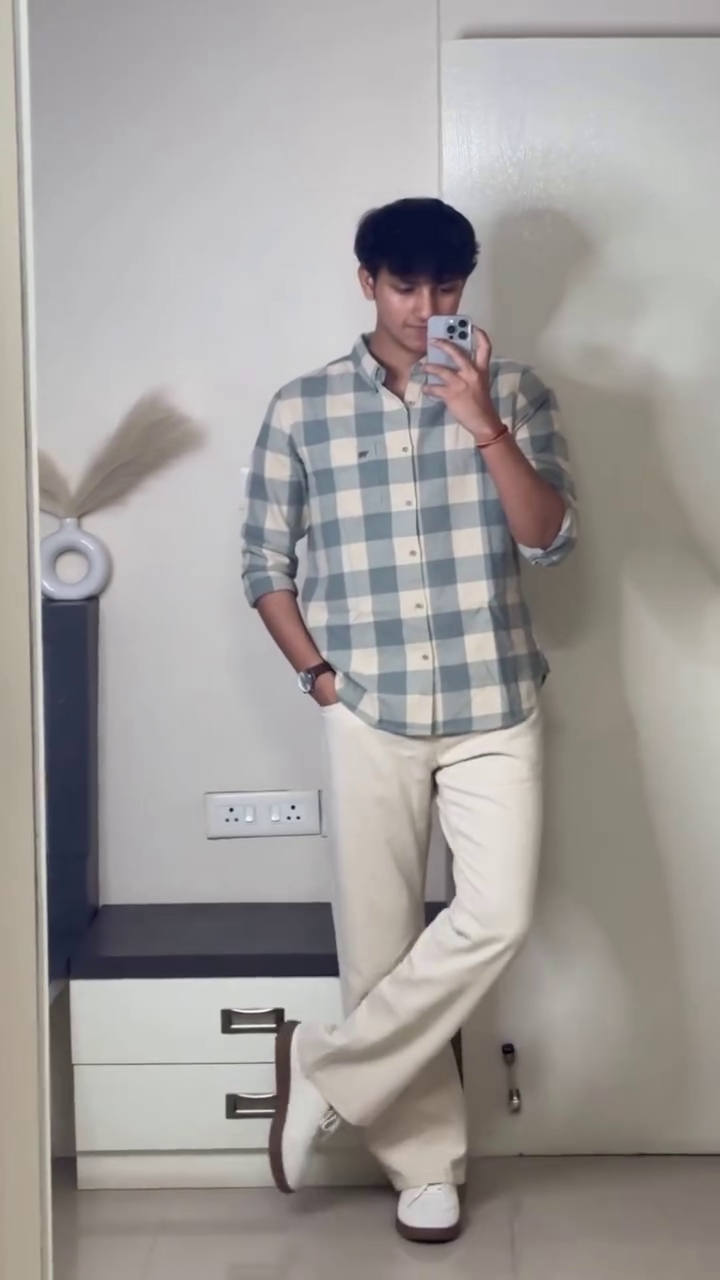 💙 Classic Blue Check Shirt – Smart Casual Everyday Essential 👕✨