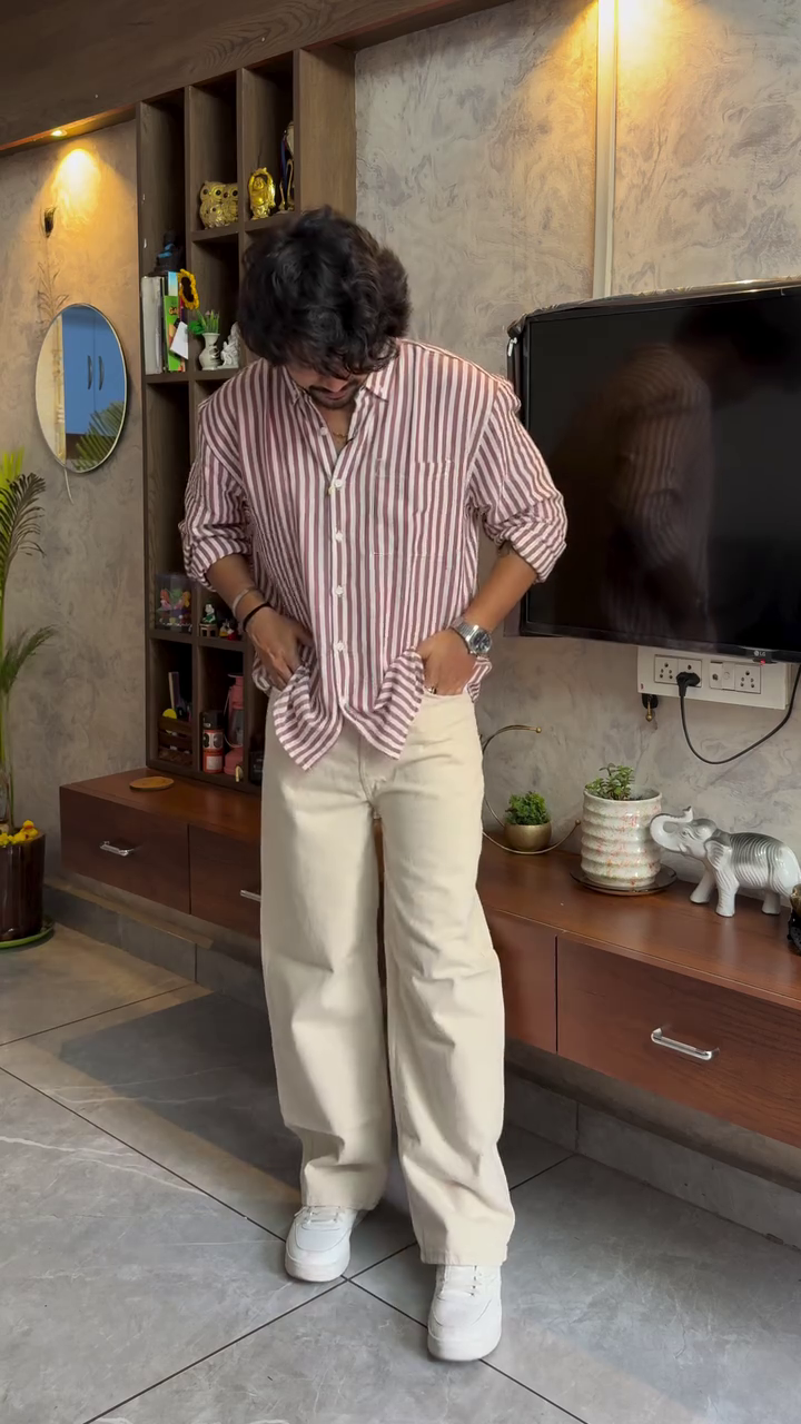 🤍 Brown Striped Shirt – Effortless Smart Casual Vibes 👔✨