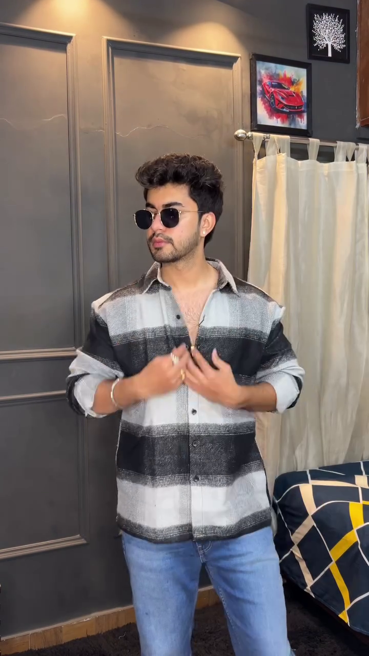 🖤 Grey & Black Ombre Check Shirt – Bold Street Style Statement 🔥👕