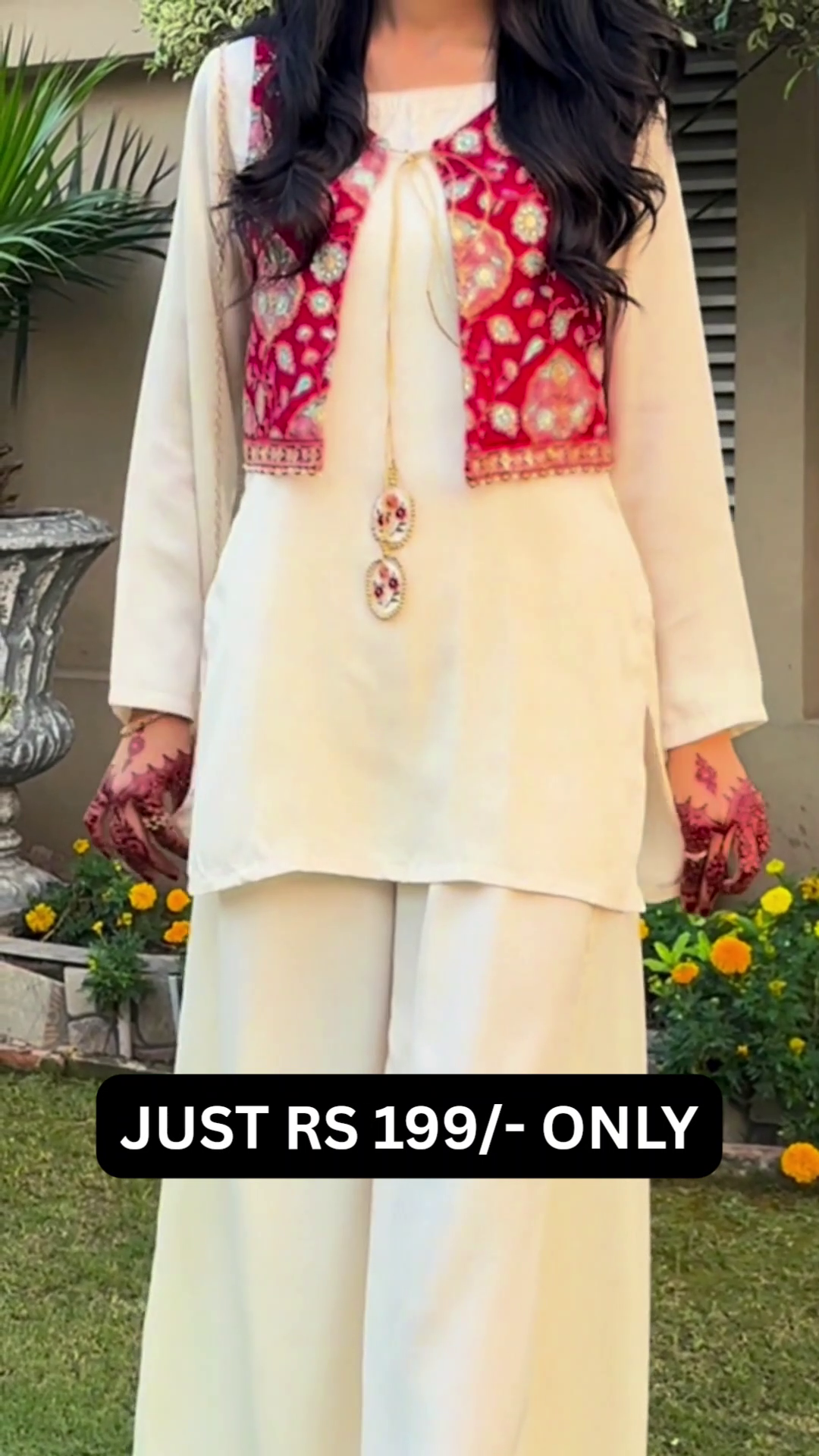 “Festive Ivory Jacket Set ❤️ | Ethnic Chic Coord”