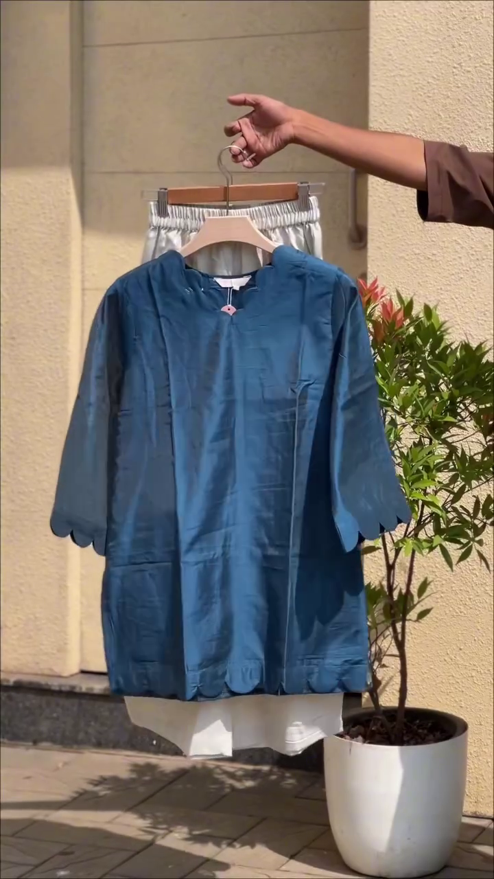 “Lavender Charm Kurta Set 💜 | Minimal Scallop Coord”