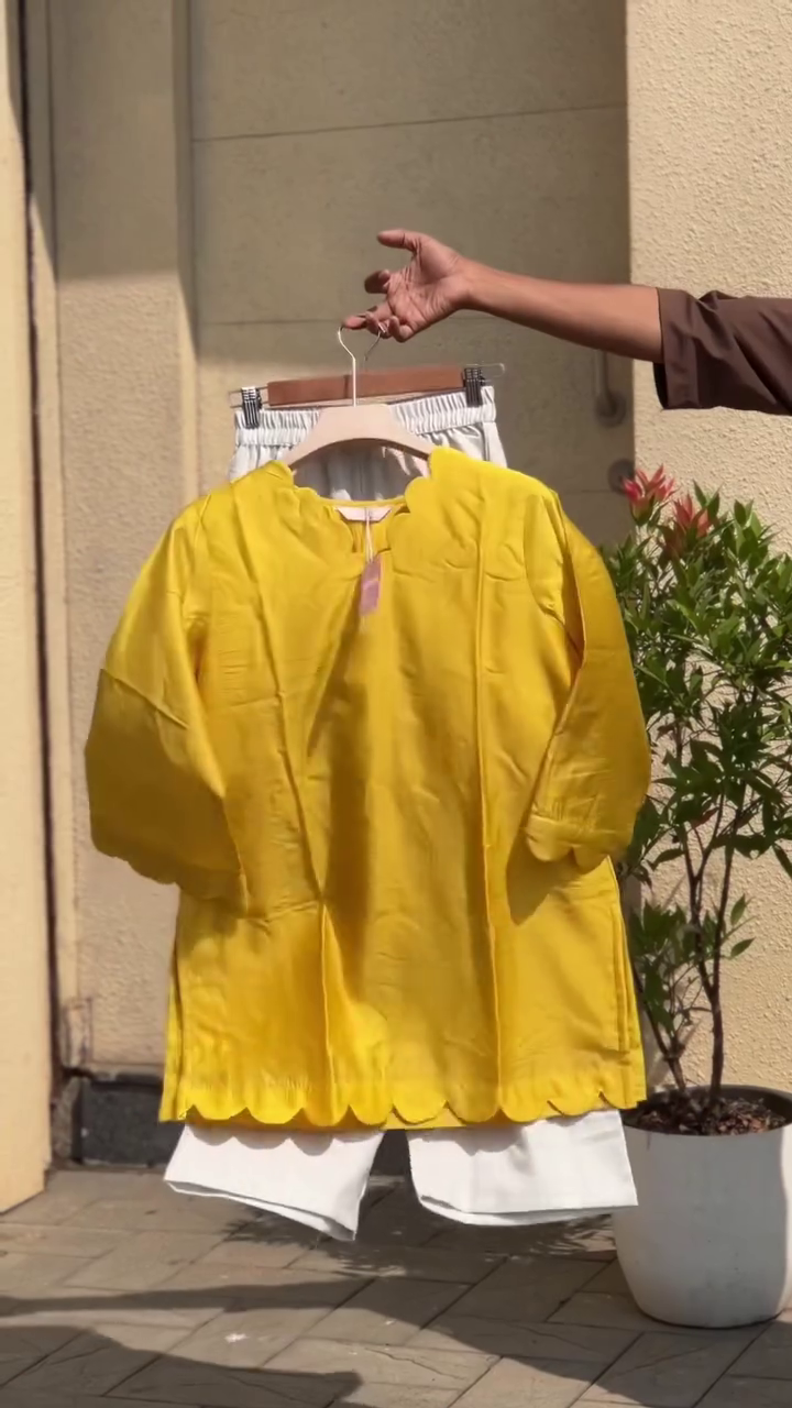 “Lavender Charm Kurta Set 💜 | Minimal Scallop Coord”