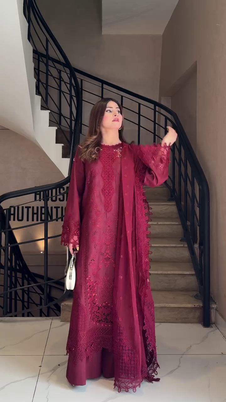 “Peach Royale Embroidered Set ✨🤎 | Luxe Festive Elegance”