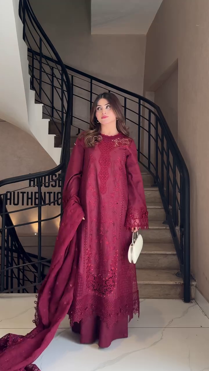 “Peach Royale Embroidered Set ✨🤎 | Luxe Festive Elegance”